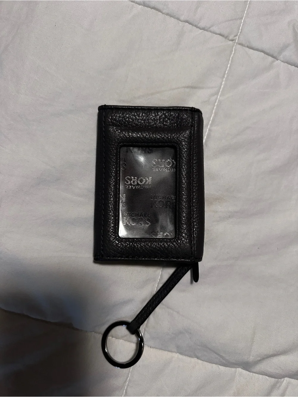 Michael Kors Pebbled Gray Leather Key Pouch